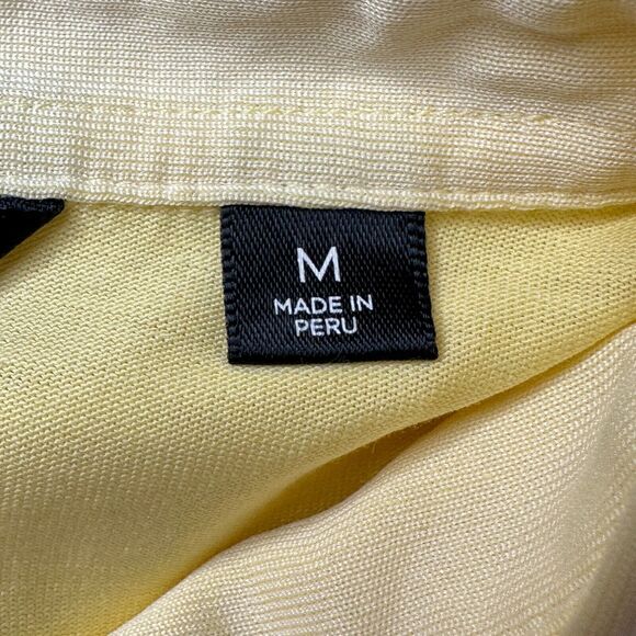 Travis Mathew Palm Tree Stripe Short Sleeve Golf Polo Shirt Yellow Men's M NWOT - Picture 8 of 9